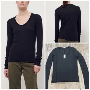 rag & bone The Gaia Long Sleeve tee scoop neck black XS
